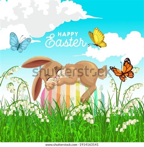 Happy Easter Holiday Vector Poster Cute 库存矢量图免版税1914163141 Shutterstock