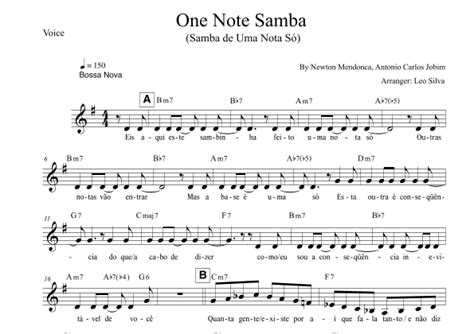 One Note Samba Samba De Uma Nota So Arr Leo Silva By Pat Thomas