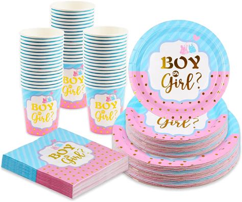 Buy Kederwa Guests Gender Reveal Plates And Napkins Cup Boy Or Girl