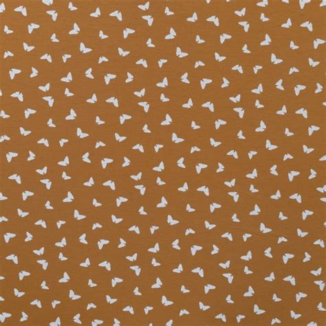 Tissu Jersey Coton Butterflies Caramel Tissus Des Ursules