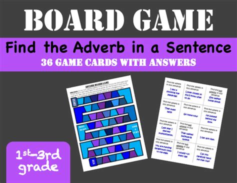 Find the Adverb in a Sentence Board Game (Adverb Practice, 36 cards w/ answers) | Adverbs ...