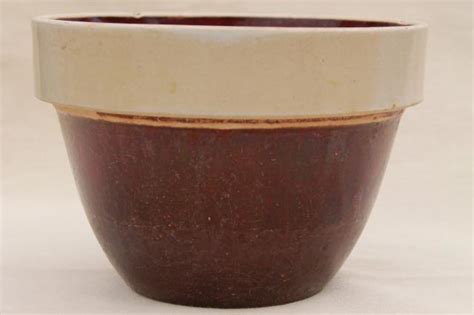 primitive old stoneware crock bowl, vintage USA pottery, antique crockery