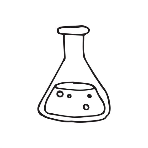 Vector Drawing In Doodle Style Chemical Flasks Retorts Simple Line