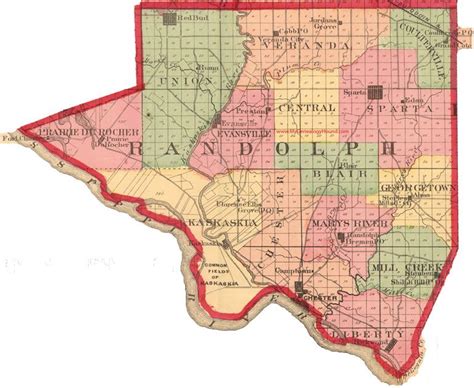 Randolph County, Illinois 1870 Map | Illinois, Randolph county, County map