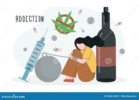 Drug And Alcohol Dependency Icon Set Web Header Banner Cartoon Vector