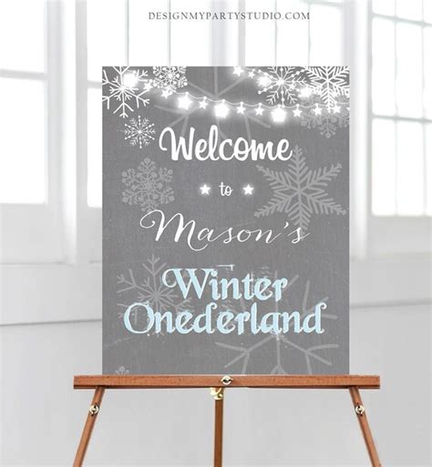 Editable Winter Onederland Welcome Sign Winter Welcome Sign Birthday