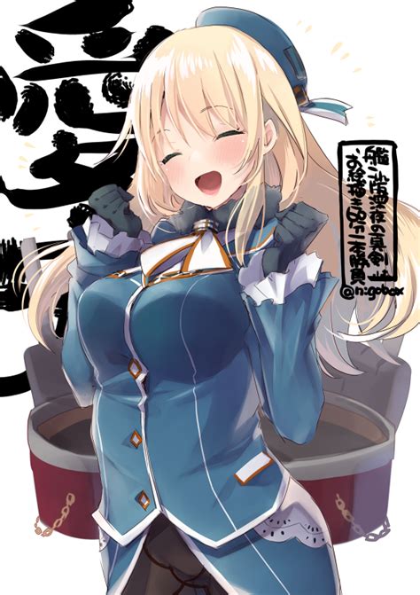 Safebooru 1girl Atago Kancolle Beret Black Gloves Black Legwear Blonde Hair Blue Headwear