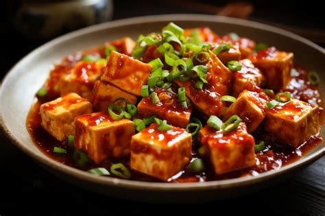 Hot And Tangy Ma Po Tofu Delight Delicious Ma Po Tofu Food Image Premium Ai Generated Image