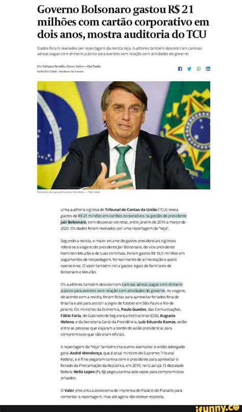 Governo Bolsonaro Gastou R 21 Milhões Com Cartão Corporativo Em Dois