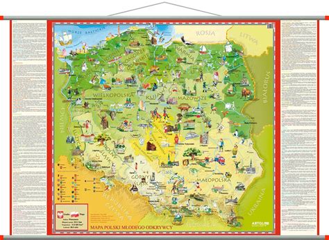 POLSKA MAPA ŚCIENNA DLA DZIECI 140x100 cm gotowa do powieszenia ArtGlob