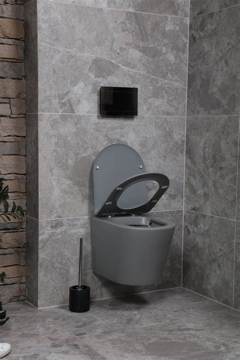 Swiss Aqua Technologies WC Suspendu Infinitio Gris Mat Sans Bride Et