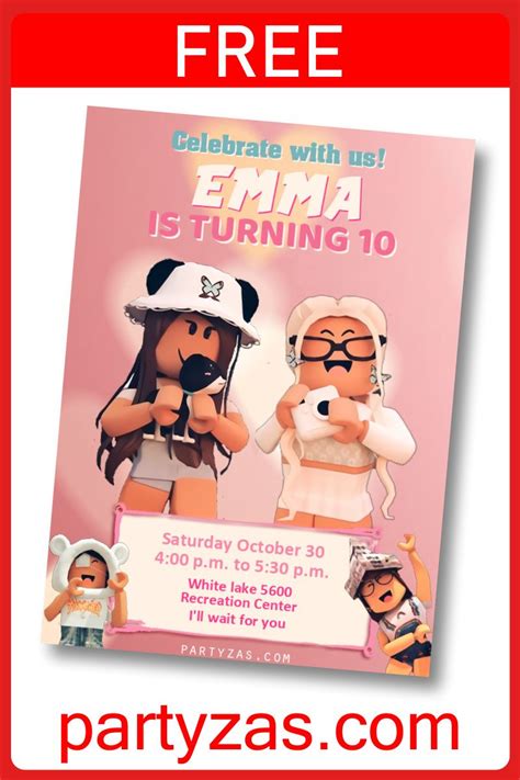 FREE Digital Roblox Girls Invitation Create Your Roblox Girls Birthday