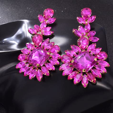 Luxury Crystal Long Drop Earrings Women Fashion Statement Earrings