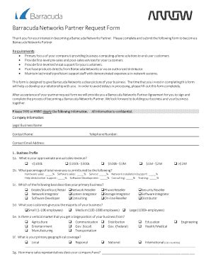 Fillable Online Barracuda Networks Partner Request Form Arrow ECS Fax