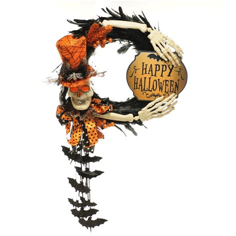 Lighted “batty” Skeleton Wreath The Music Box Company