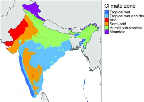 Major climate zones in India based on Köppen-Geiger climate ...