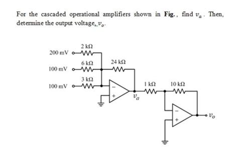 Solved For The Cascaded Operational Amplifiers Shown In Chegg