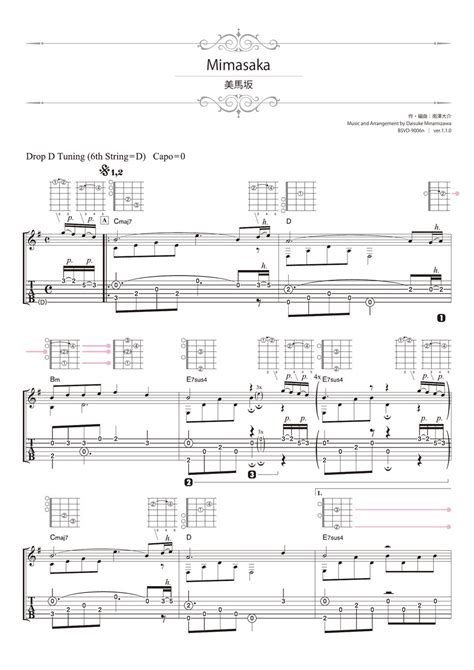 Daisuke Minamizawa Mimasaka Solo Guitar Tab 단선 악보 By Daisuke Minamizawa