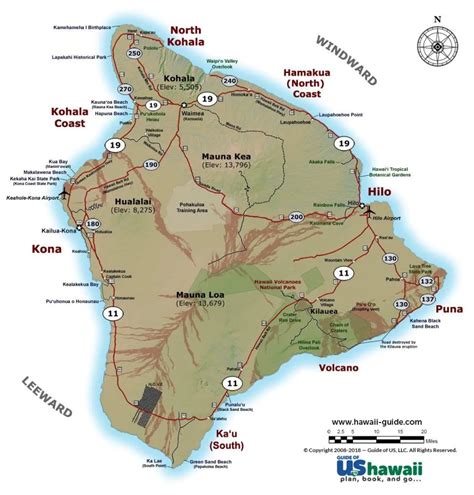 Map Of The Big Island Hawaii Printable Pdf