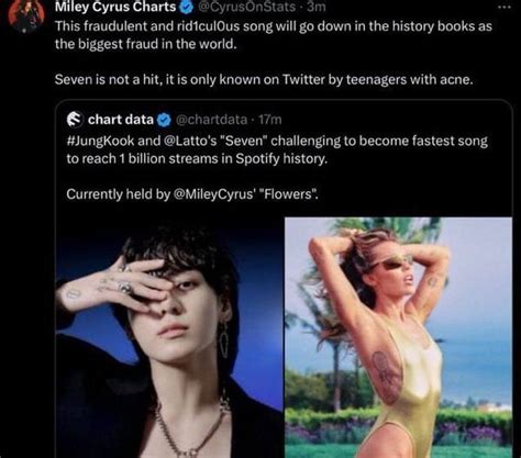 Miley Cyrus Fanbase Takes A Dig At Jungkooks Seven As It Nears A