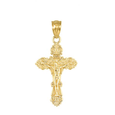 Two Tone Gold Holy Trinity Crucifix Pendant Midsize