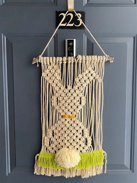 Medium Macrame Easter Rabbit Wall Hanging X Etsy