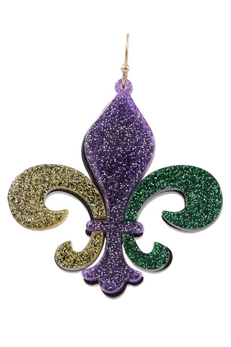 Purple Fleur De Lis Dangle Earrings