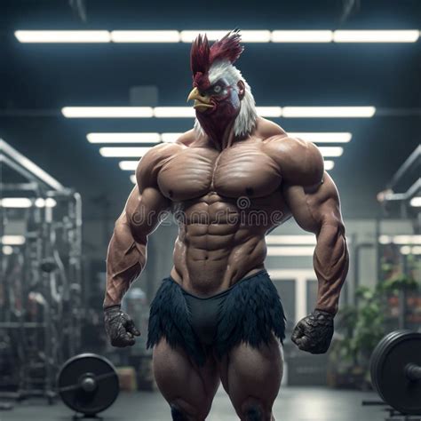 buff rooster   gym stock illustration illustration  gymnasium