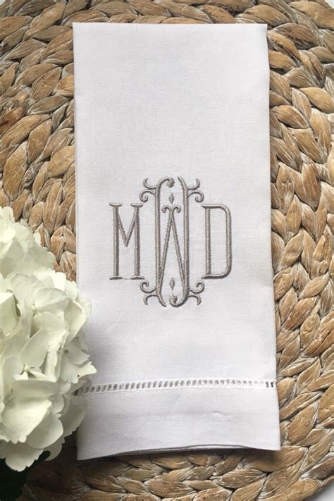 Monogrammed Linen Guest Towel Tea Towel Housewarming Gift Etsy