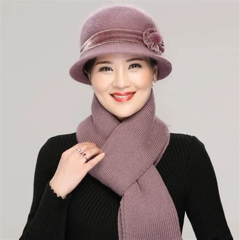 Middle Aged Mother Hat Adult Winter Warm Knitted Wool Hat Elderly