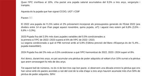 Sobre La Vergonya De Pujada Salarial Que Han Pactat Ccoo Ugt Csif