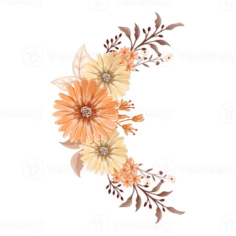 Orange Flower Arrangement With Watercolor Style Png