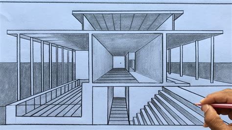 How to Draw using 1-Point Perspective: A House Drawing Step by Steps - YouTube