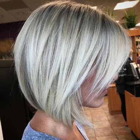 Ash Blonde Razored Bob With Bangs Blonde Angled Bob Blonde Bobs