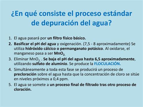 PPT Análisis del proceso de depuración de aguas para consumo humano