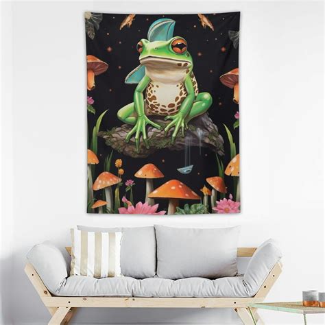 Onetech Moon Phase Tapestry Mushroom Frog Butterfly Vertical Tapestries