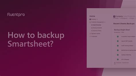 Smartsheet Backup And Restore FluentPro Software