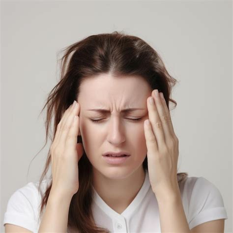 Premium Ai Image A Woman Holding Her Head With Both Hands