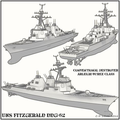 Arleigh Burke Line Art 1 By Theschell On Deviantart