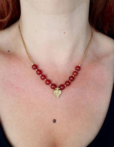 Carnelian Collar De Macrame Con Cuentas Carnelianas Cuentas Etsy