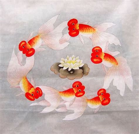 Chinese Goldfish Painting 0 2622004 66cm X 66cm26〃 X 26〃 Goldfish