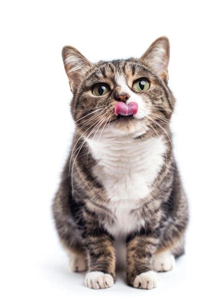 Premium Photo A Cat Making A Funny Face With Its Tongue Out Isolated