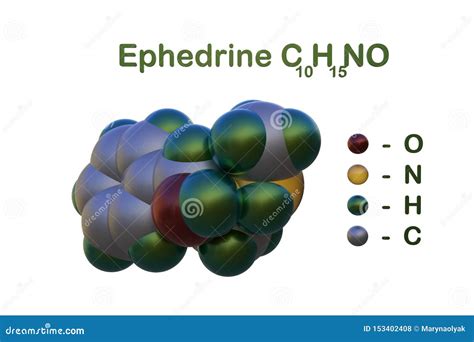 Strukturelle Chemische Formel Und Molekulares Modell Des Ephedrins