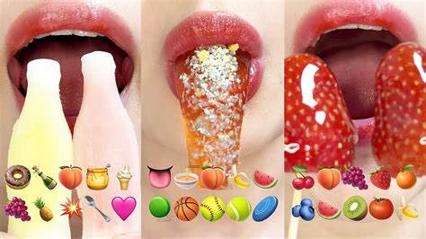 Asmr 10 Minutes Emoji Food Dessert For Relaxing Sleep 이모지 먹방 모음 Eating