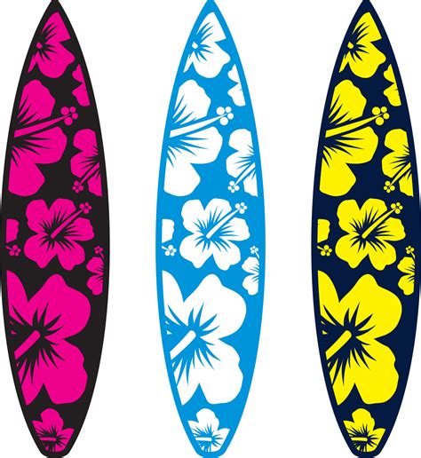 Tabla De Surf Con Estampado De Flores De Hibisco Hawaiano 4692439