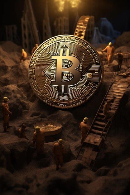 Premium Ai Image Group Of Miners In A Mine With The Bitcoin Symbol