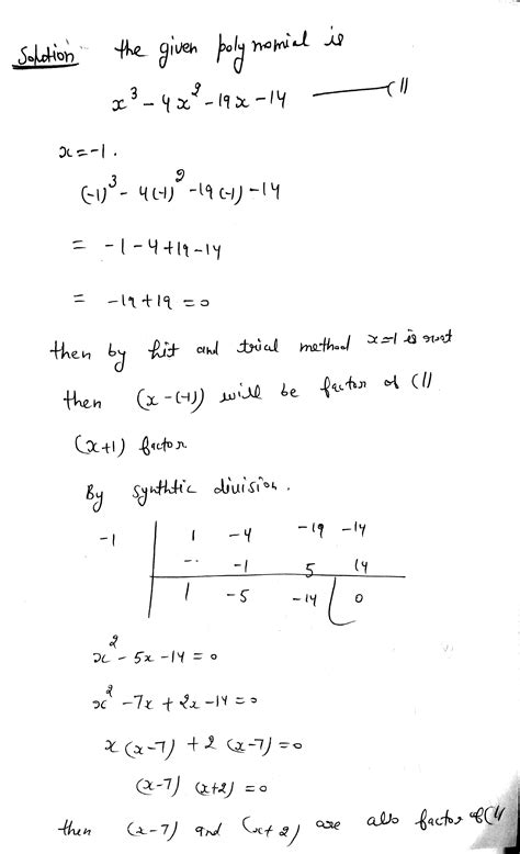 Solved Find The Zeros X3 4x2 19x 14 Write The Polynomial In