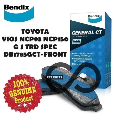 Original Bendix DB1785GCT Front Brake Pad Toyota Vios NCP93 NCP150