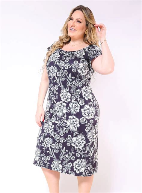 Vestido Plus Size Ombro A Ombro Em Malha Fria Best Size E Commerce