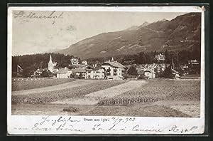 Foto Ansichtskarte Fritz Gratl Igls Ortspartie Mit Kirche